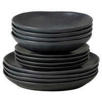 KOMBISERVICE Schwarz LIVIA 12-teilig 4 Personen  - Schwarz, Basics, Keramik - Costa Nova