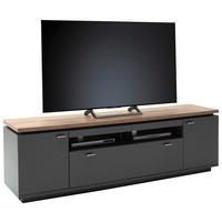 LOWBOARD Neapel  in 210/65/50 cm  - Eiche Wotan/Grau, Design, Holzwerkstoff/Metall (210/65/50cm) - Stylife