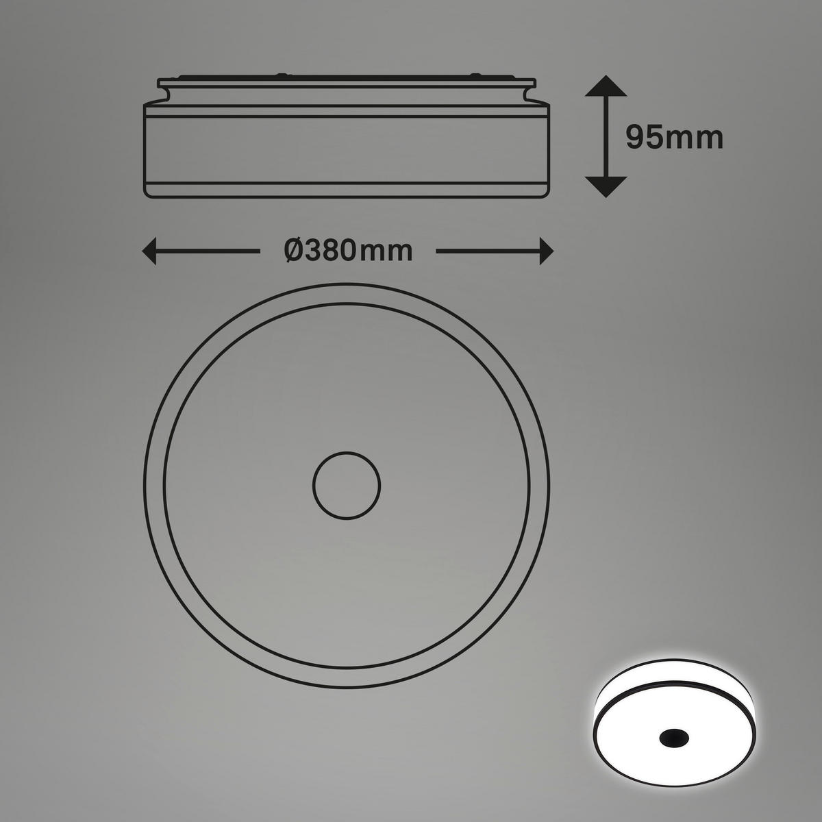 STROPNÍ LED SVÍTIDLO, 38/9,5 cm  - bílá/černá, Design, kov/plast (38/9,5cm)