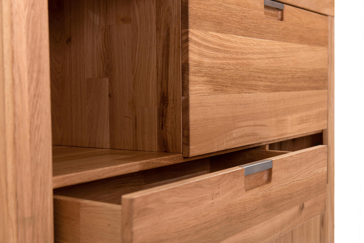 HIGHBOARD  in 132/126/42 cm  - Wildeiche/Alufarben, Natur, Holz (132/126/42cm) - Carryhome