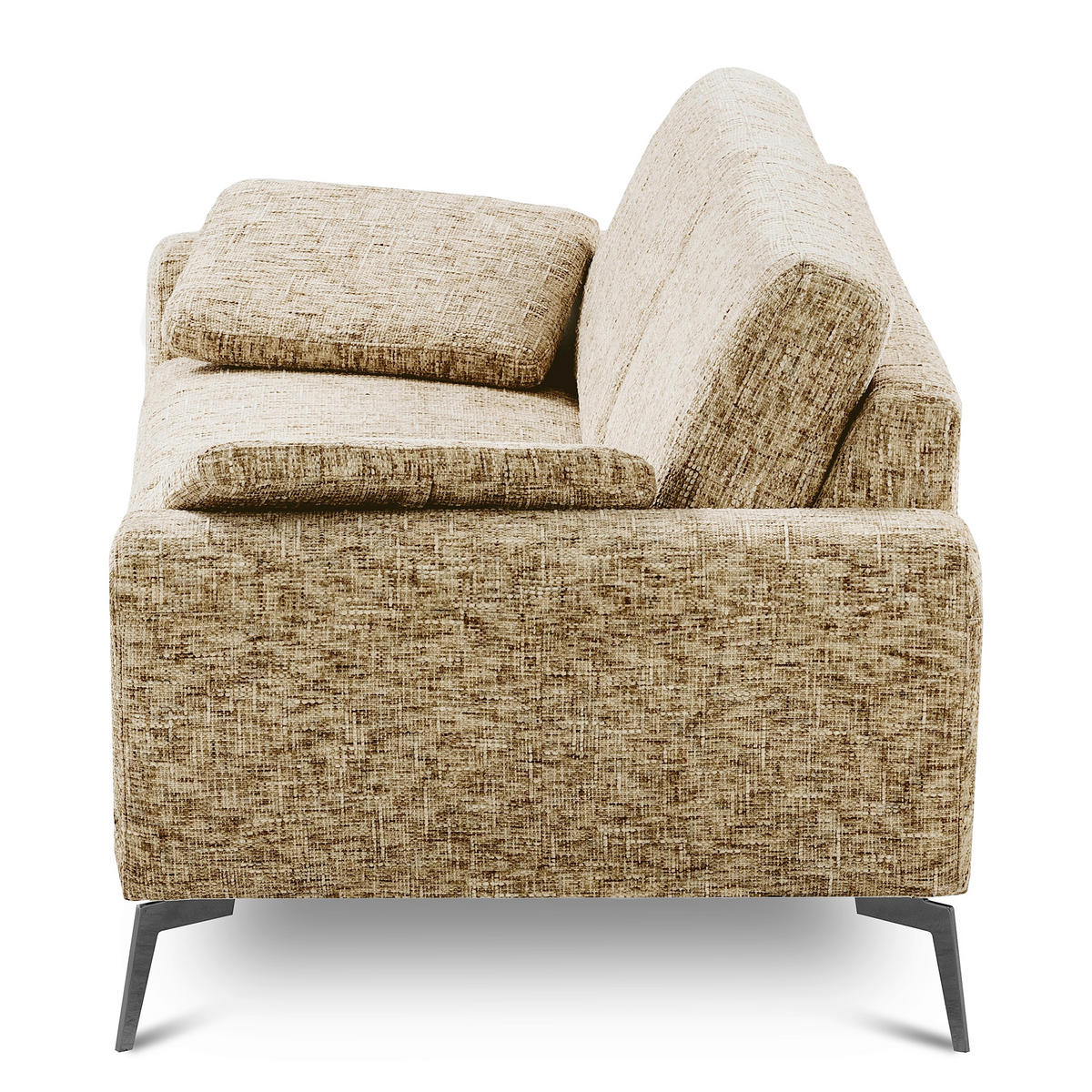2-SITZER-SOFA Webstoff Hellbraun  - Hellbraun/Schwarz, Design, Textil/Metall (157/85/92cm) - Livetastic