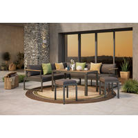 LOUNGEGARNITUR 17-teilig  228/228 cm  Akazie Hartholz Aluminium  - Dunkelgrau/Akaziefarben, MODERN, Holz/Textil (228/228cm) - Ambia Garden