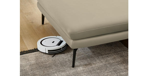 ECKSOFA in Echtleder Creme, Naturfarben 180/310 cm - Creme/Schwarz, Design, Leder/Metall (180/310cm) - Dieter Knoll