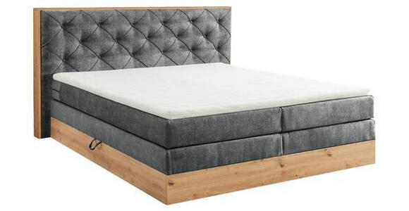 BOXSPRINGBETT 180/200 cm  in Anthrazit, Naturfarben  - Anthrazit/Naturfarben, KONVENTIONELL, Holzwerkstoff/Kunststoff (180/200cm) - Esposa