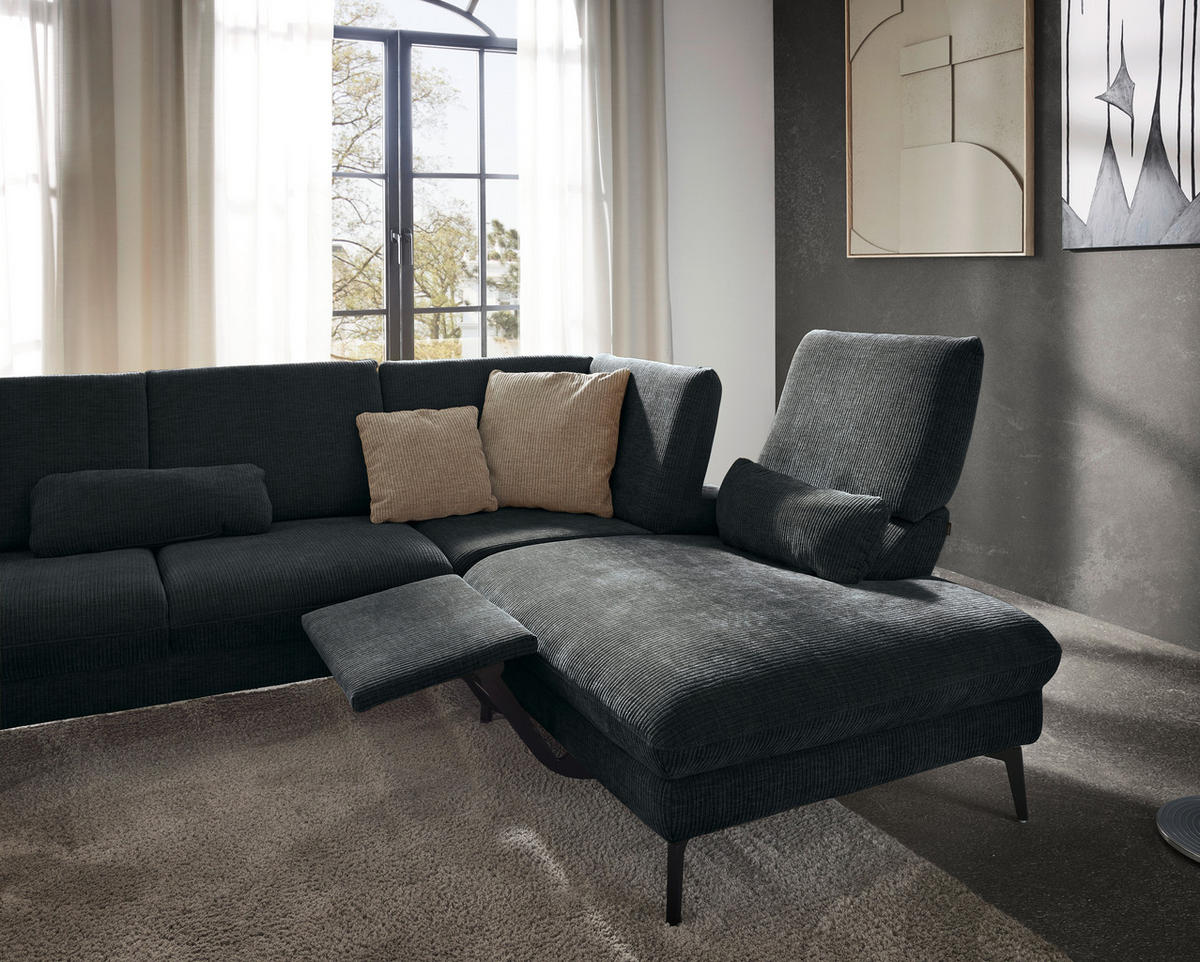 WOHNLANDSCHAFT in Webstoff Anthrazit  - Anthrazit/Schwarz, Design, Textil/Metall (157/354/208cm) - Dieter Knoll