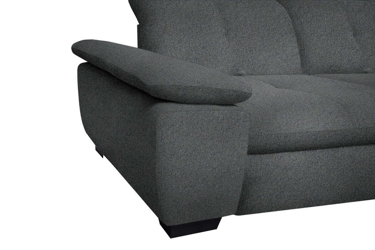 ECKSOFA Dunkelgrau Flachgewebe  - Dunkelgrau/Schwarz, Design, Textil/Metall (242/313cm) - Xora