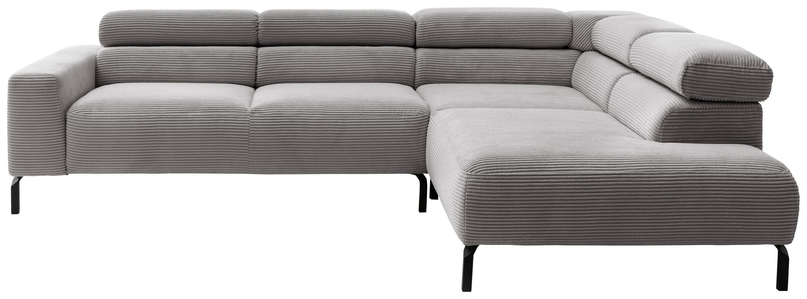 SEDEŽNA GARNITURA, rebrasti žamet siva  - črna/siva, Moderno, kovina/tekstil (276/221cm) - Pure Home Lifestyle