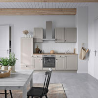 KÜCHENBLOCK 270 cm   in Grau, Eiche dunkel  - Eiche dunkel/Schwarz, MODERN, Holzwerkstoff/Metall (270cm) - Nobilia