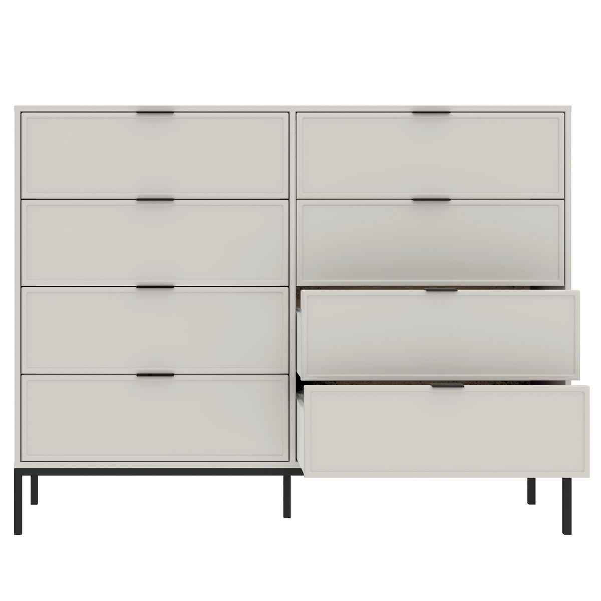KOMMODE Deco, 150/116/40 cm, 8 Schublade(n)  - Kaschmir/Schwarz, Design, Holzwerkstoff/Metall (150/116/40cm) - MID.YOU