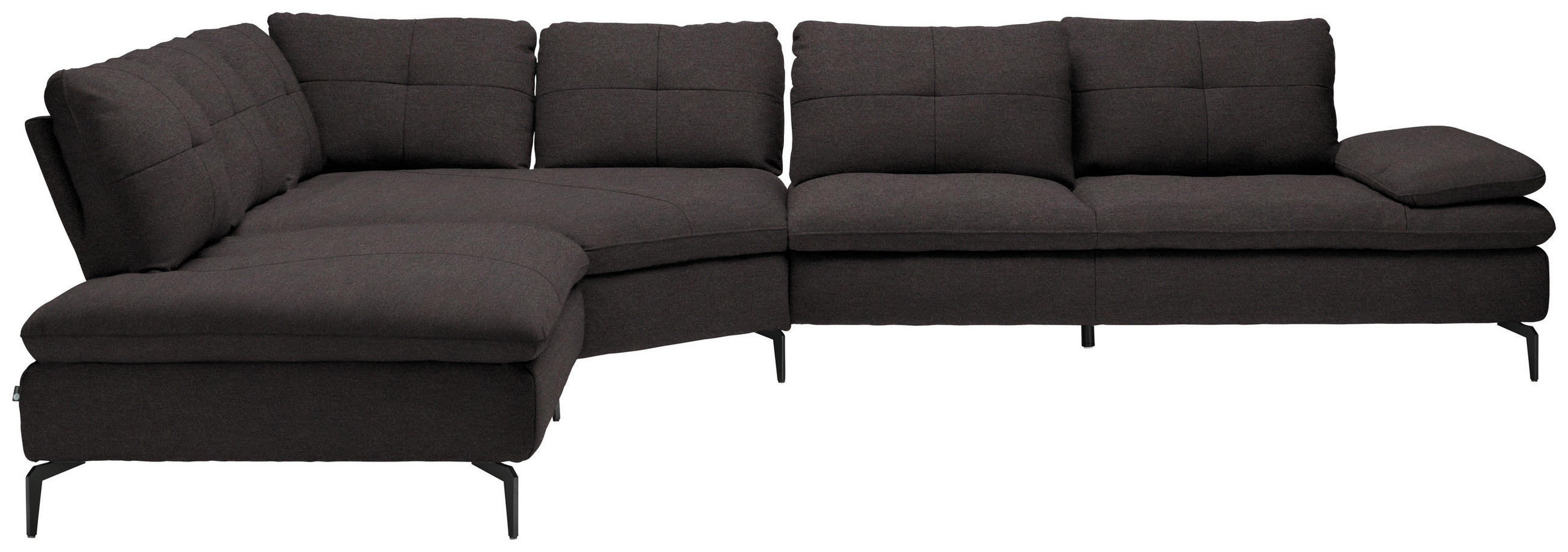 ECKSOFA in Flachgewebe Schwarz  - Schwarz, Design, Textil/Metall (271/344cm) - Chilliano