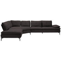 ECKSOFA in Flachgewebe Schwarz  - Schwarz, Design, Textil/Metall (271/344cm) - Chilliano