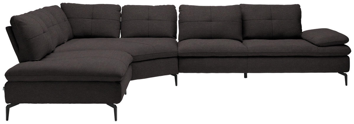 ECKSOFA in Flachgewebe Schwarz  - Schwarz, Design, Textil/Metall (271/344cm) - Chilliano