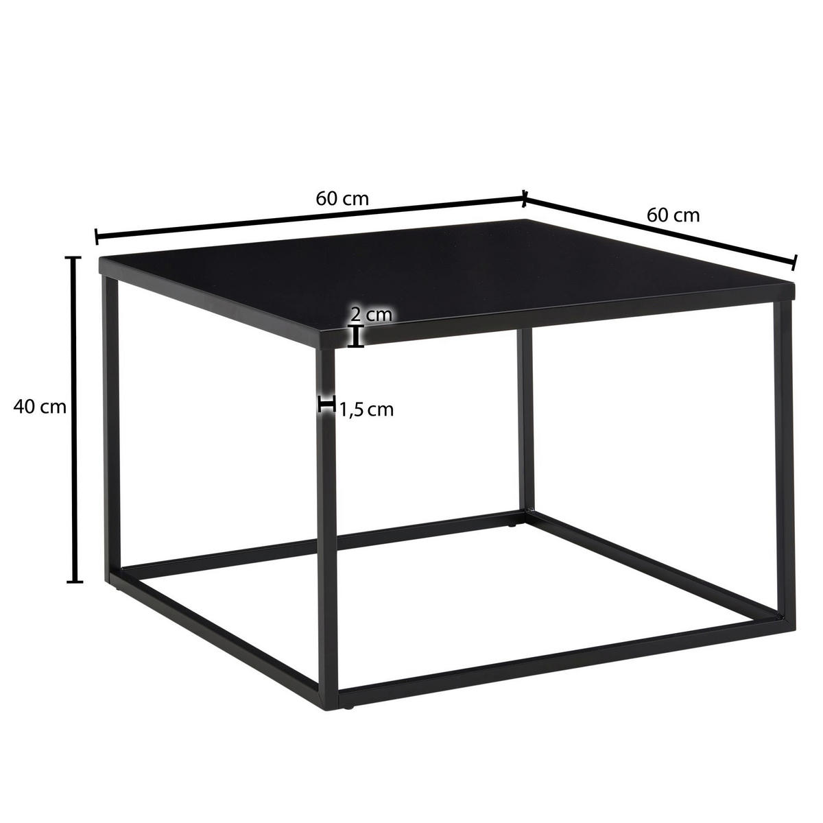 KONFERENČNÝ STOLÍK, čierna, kov, 60/60/40 cm - čierna, Modern, kov (60/60/40cm) - MID.YOU