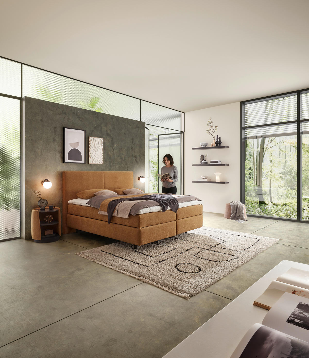 POLSTERBETT 180/200 cm,  in Gelb, Bettkasten, Lattenroste, Matratzen, H4 + H4 = sehr fest  - Gelb/Schwarz, Design, Holz/Holzwerkstoff (180/200cm) - Dieter Knoll