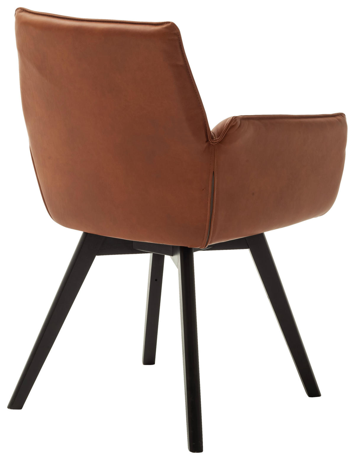 ARMLEHNSTUHL  in Echtleder naturbelassen  - Cognac/Schwarz, Konventionell, Leder/Holz (61/87/63cm) - Linea Natura