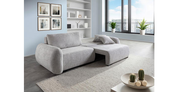 SCHLAFSOFA Flachgewebe Grau  inkl. Zierkissen, Rückenkissen, Bettkasten, Schlaffunktion, Rücken echt, Liegefläche im Originalstoff  - Schwarz/Grau, KONVENTIONELL, Kunststoff/Textil (250/74/92cm) - Carryhome