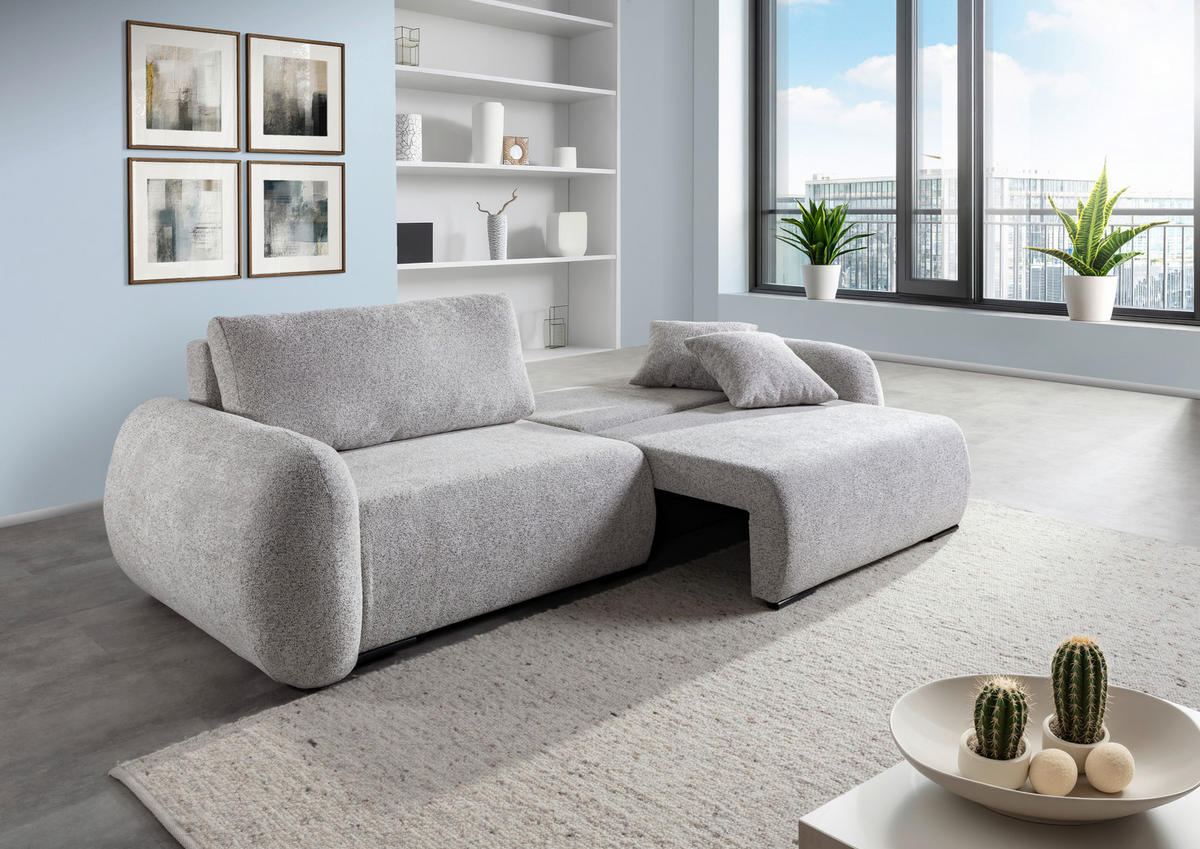 SCHLAFSOFA Flachgewebe Grau  inkl. Zierkissen, Rückenkissen, Bettkasten, Schlaffunktion, Rücken echt, Liegefläche im Originalstoff  - Schwarz/Grau, KONVENTIONELL, Kunststoff/Textil (250/74/92cm) - Carryhome