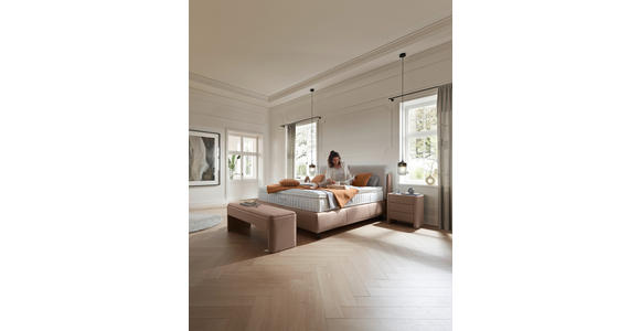 BOXSPRINGBETT 180/200 cm in Hellgrau, Hellbraun - Hellbraun/Hellgrau, Design, Textil/Metall (180/200cm) - Johann Jakob