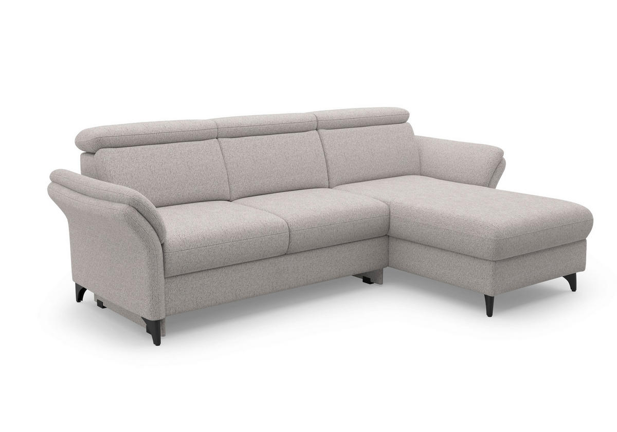 ECKSOFA GLENDALE E Silberfarben Chenille  - Silberfarben/Schwarz, KONVENTIONELL, Textil/Metall (253/166cm) - Sit & More