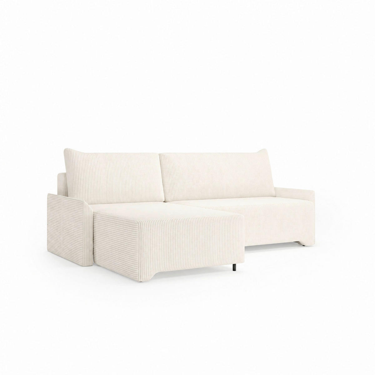 ECKSOFA LOCO in Cord Creme  - Creme/Schwarz, Design, Kunststoff/Textil (174/245cm) - MID.YOU