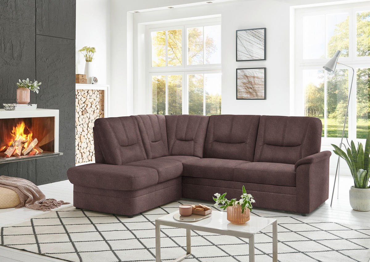 ECKSOFA  in Chenille Braun  185/235 cm  - Schwarz/Braun, KONVENTIONELL, Kunststoff/Textil (185/235cm) - Beldomo Comfort