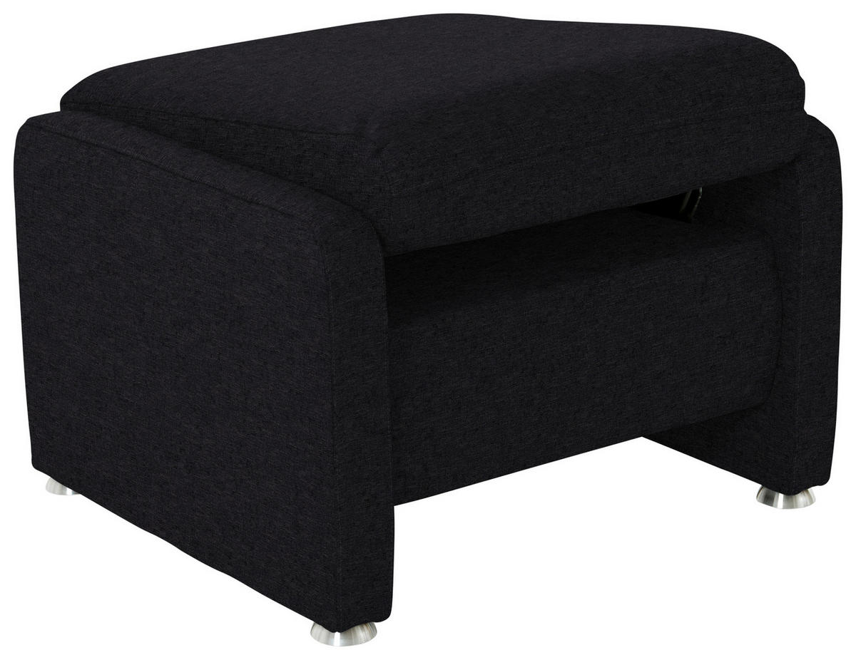 HOCKER Textil Anthrazit  - Anthrazit/Alufarben, Konventionell, Textil/Metall (67/44/58cm) - Beldomo Comfort