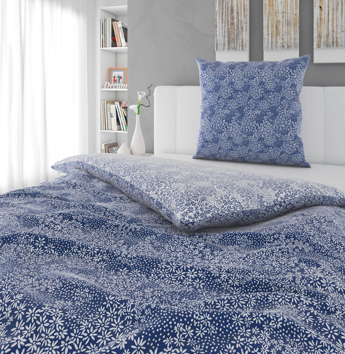 BETTWÄSCHE Satin 155/220 cm  - Blau/Weiß, Design, Textil (155/220cm) - Novel