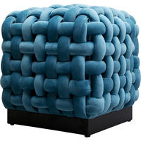 HOCKER in Textil Azurblau  - Azurblau/Schwarz, Design, Textil/Metall (47/46/47cm) - Kare-Design