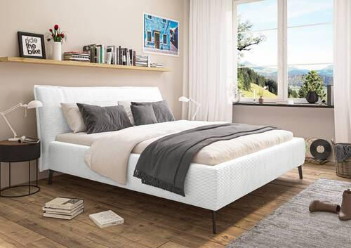 POLSTERBETT 180/200 cm  in Weiss  - Weiss/Schwarz, Design, Textil/Metall (180/200cm) - Lomoco