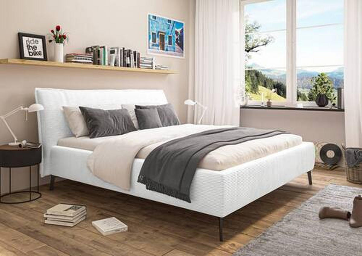 POLSTERBETT 180/200 cm  in Weiss  - Weiss/Schwarz, Design, Textil/Metall (180/200cm) - Lomoco