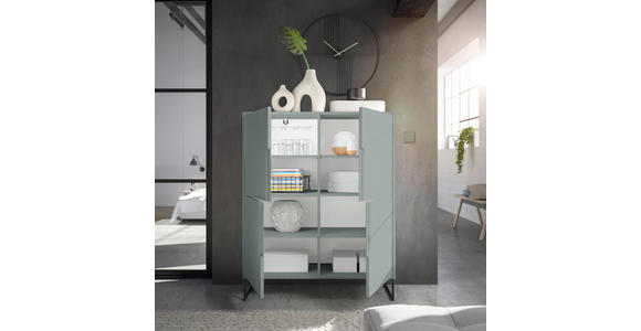 HIGHBOARD in 101/125/38 cm - Salbeigrün/Schwarz, KONVENTIONELL, Holzwerkstoff/Metall (101/125/38cm) - Hom`in