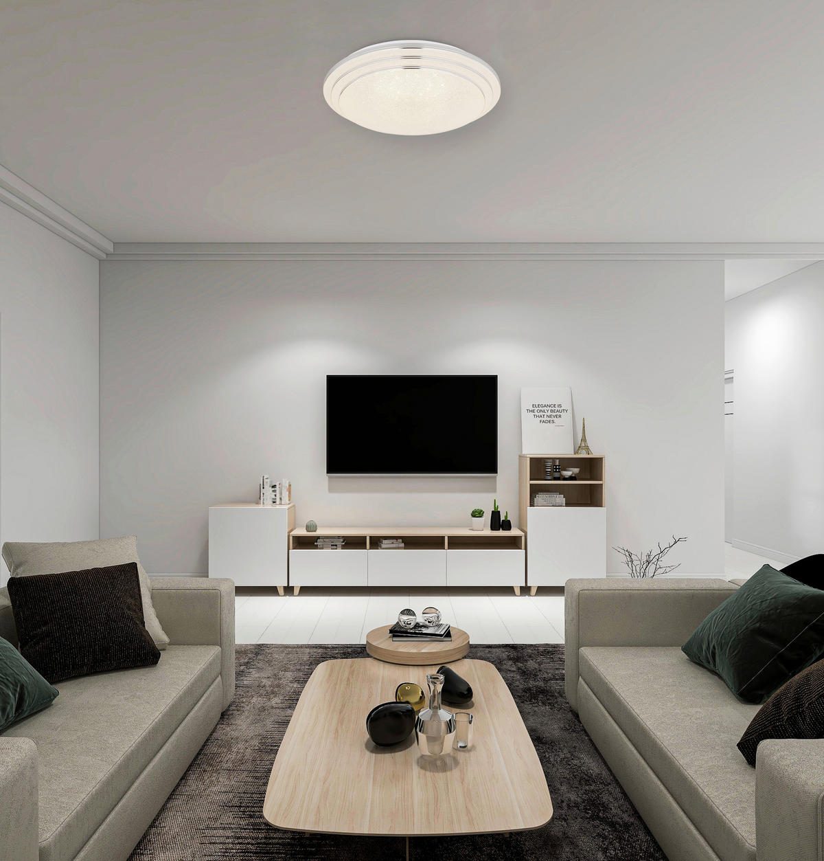 STROPNA LED-SVETILKA   //2700-6500 K/230 V/ - bela/opal, Basics, kovina/umetna masa (40/9,5cm) - Globo