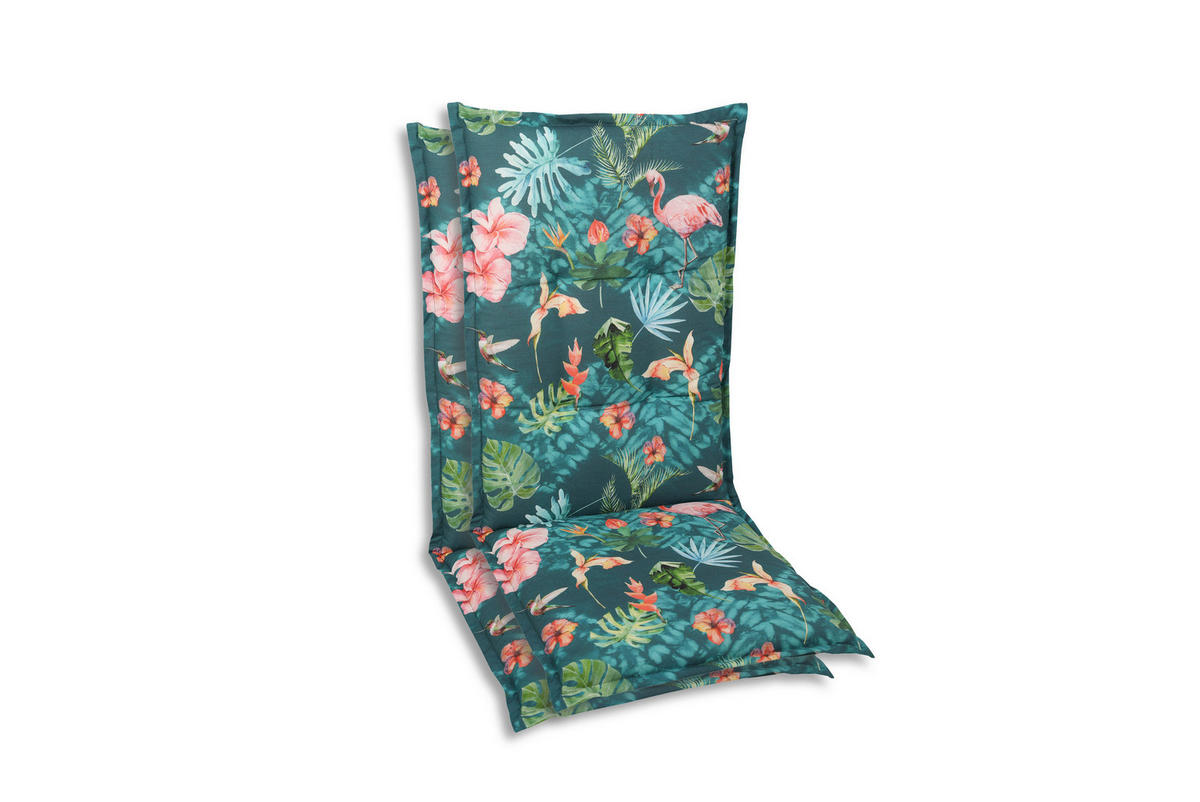 SESSELAUFLAGENSET Flamingo  - Blau/Rosa, Basics, Textil (50/7/110cm)