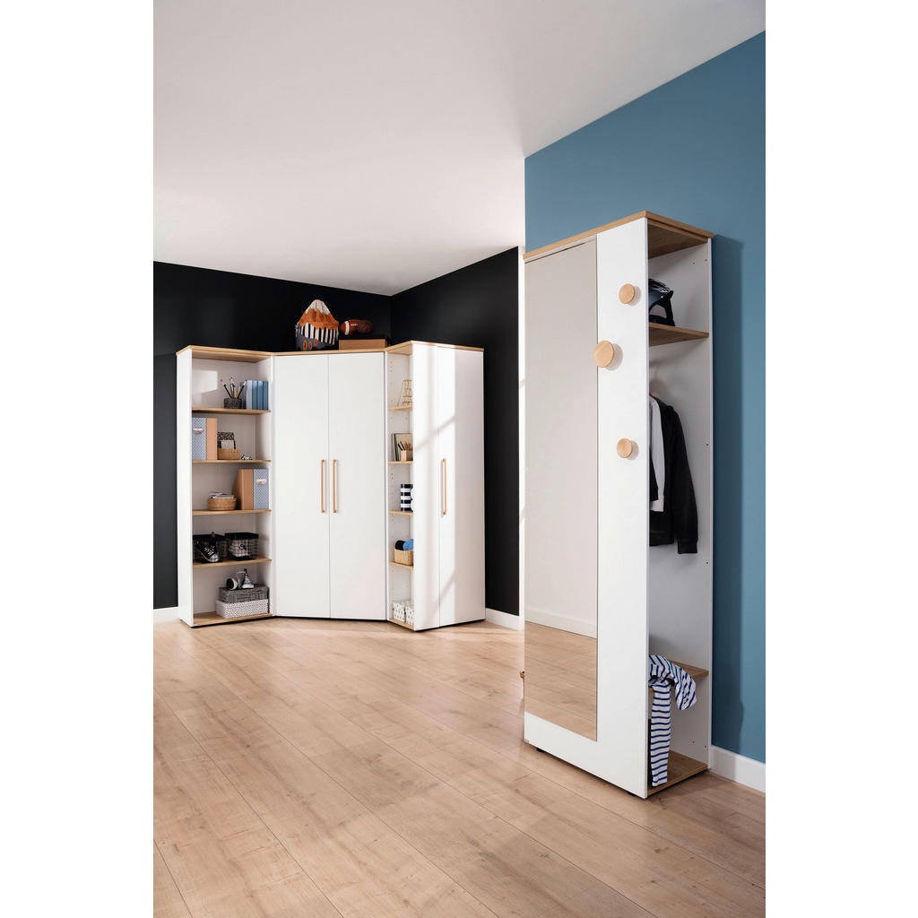 Thumbnail - Paidi Garderobe Oskar, Weiß, Eiche, Holz, Holzwerkstoff, Eiche, massiv, 64.2x206x40.2 cm, Blauer Engel, Goldenes M, Gard...
