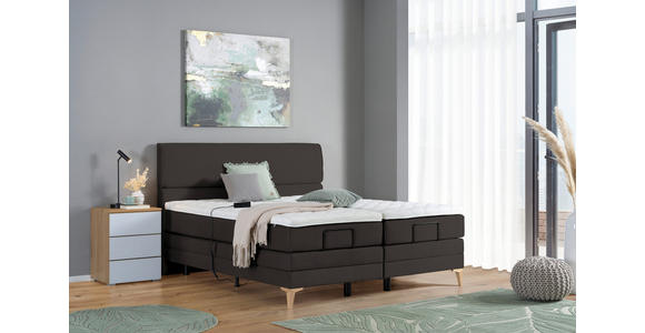 BOXSPRINGBETT 200/200 cm in Dunkelbraun - Eichefarben/Dunkelbraun, KONVENTIONELL, Holz/Textil (200/200cm) - Voleo