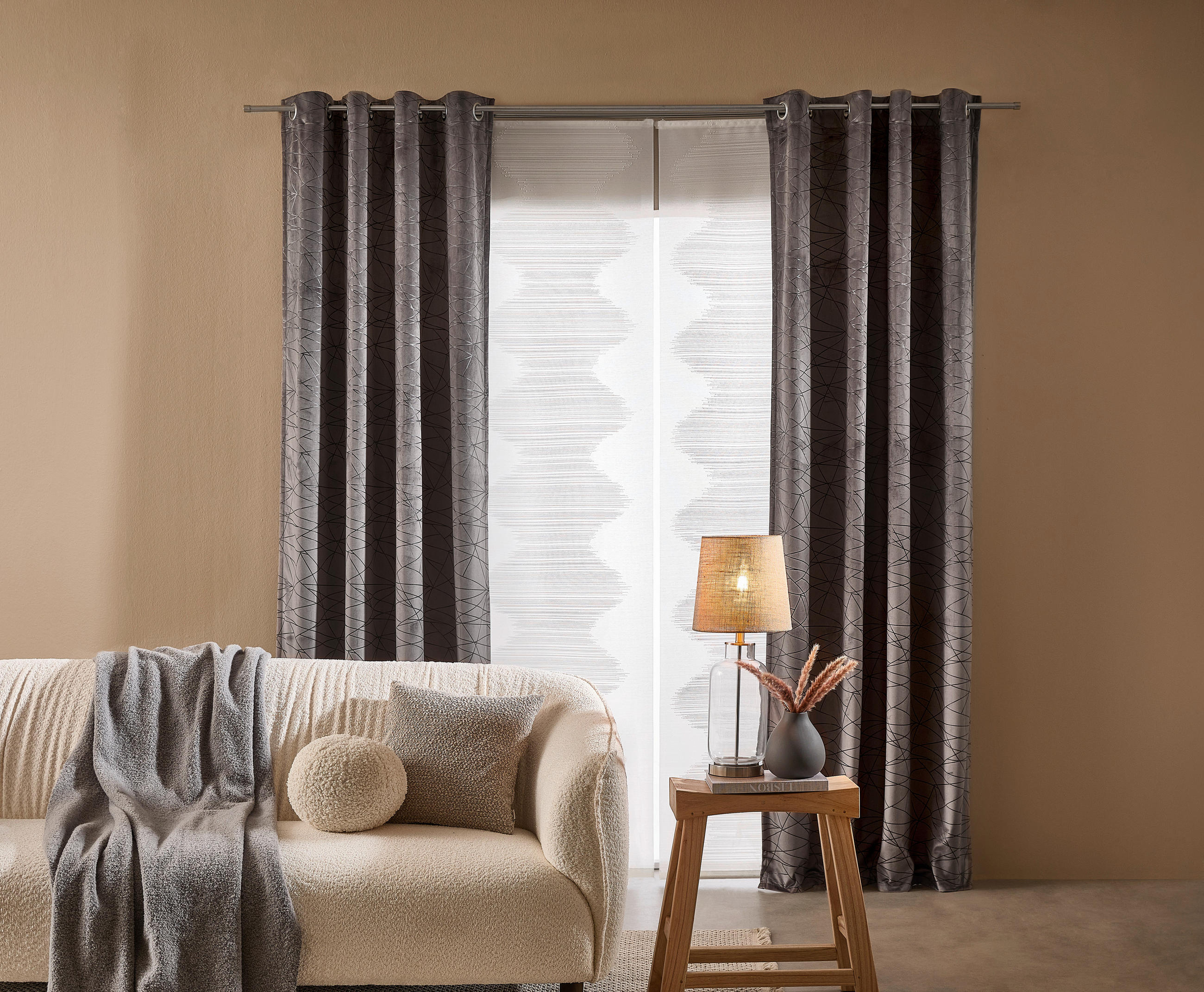 ÖSENSCHAL LAGID blickdicht 140/260 cm - Anthrazit, Design, Textil (140/260cm) - Dieter Knoll