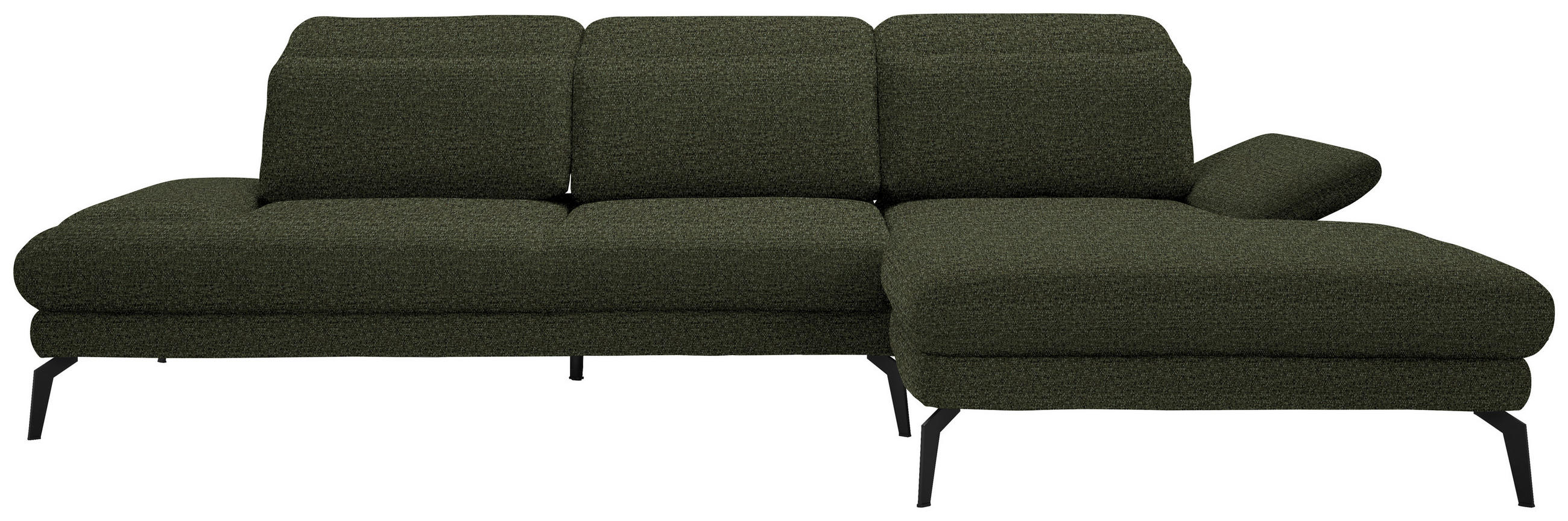 ECKSOFA Olivgrün Webstoff  - Schwarz/Olivgrün, Design, Textil/Metall (289/180cm) - Stylife