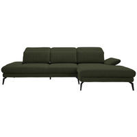 ECKSOFA in Webstoff Olivgrün  - Schwarz/Olivgrün, Design, Textil/Metall (289/180cm) - Stylife