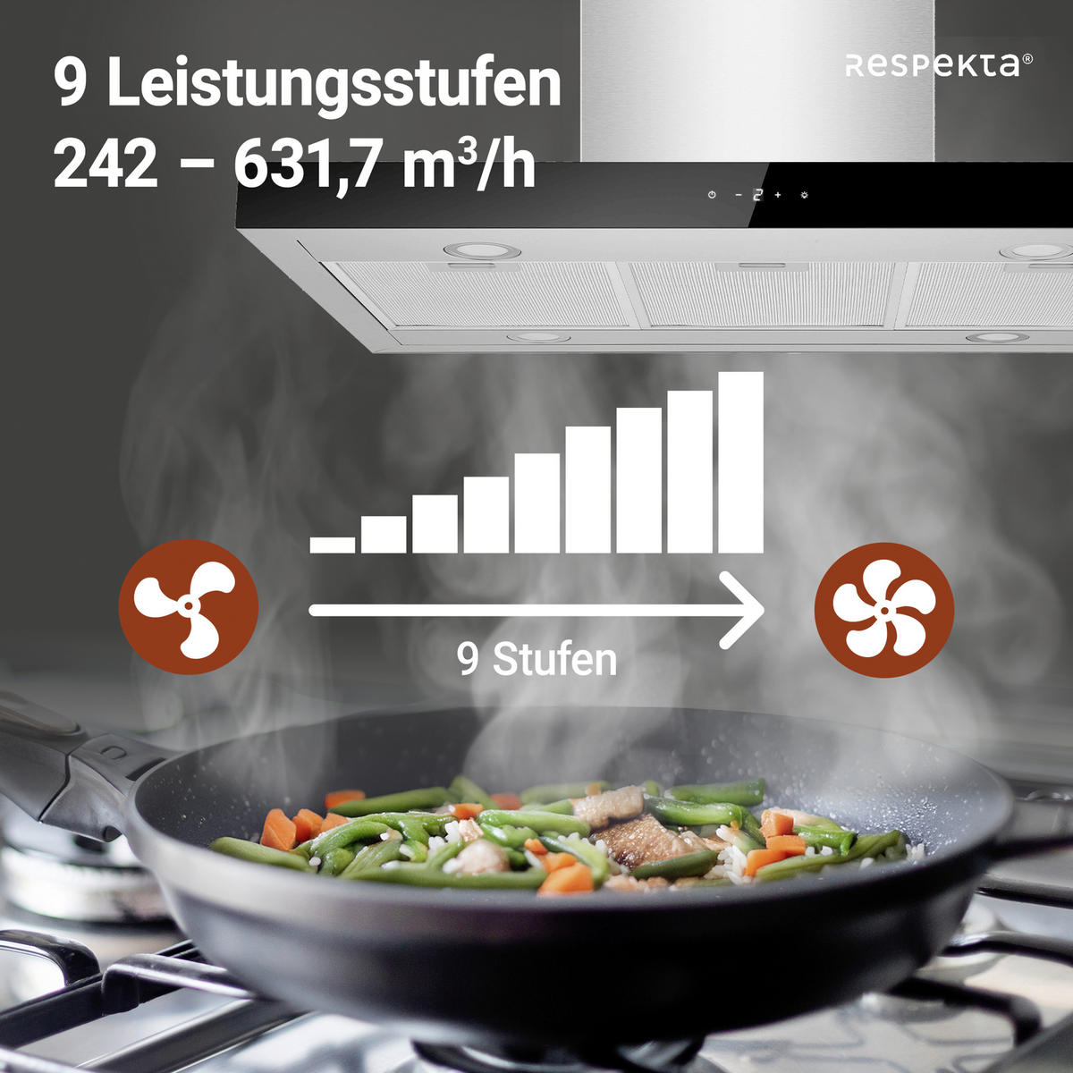 DUNSTABZUGSHAUBE CH44199IX-21  - Edelstahlfarben, Trend, Glas/Metall (89,5/65/60cm) - Respekta