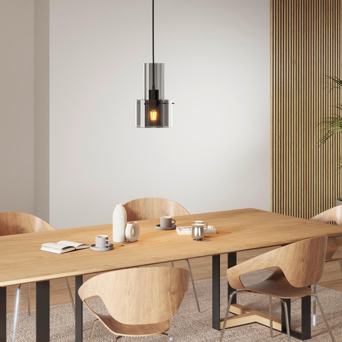 ZÁVESNÉ SVIETIDLO, 18/150 cm  - tmavosivá, Design, kov/sklo (18/150cm) - Dieter Knoll
