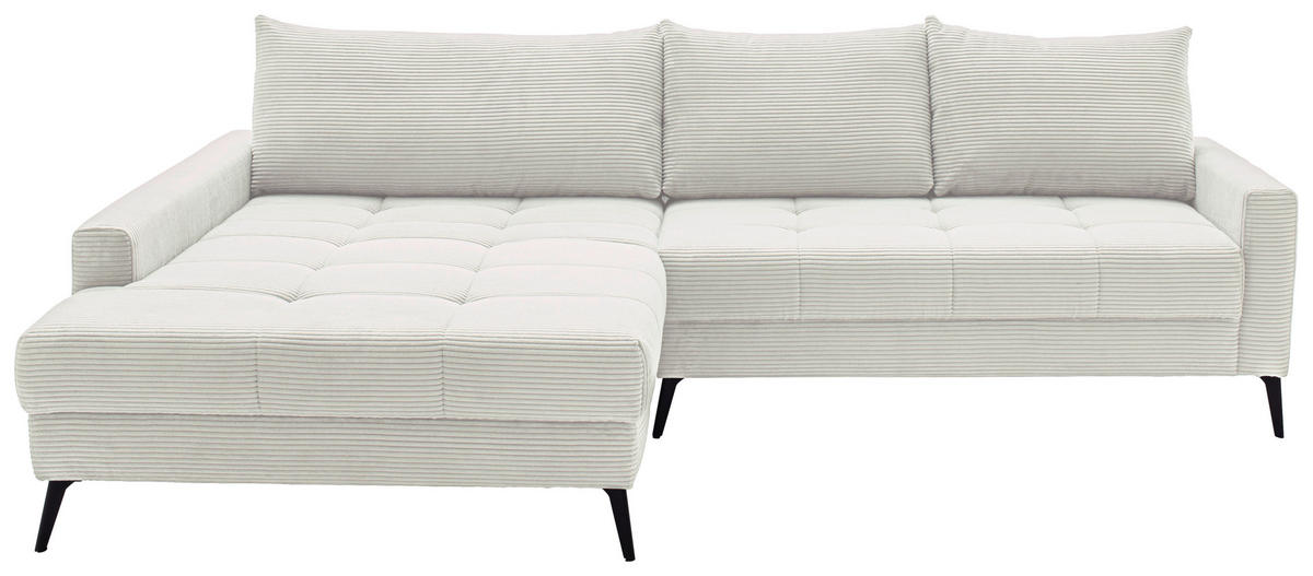 ECKSOFA Naturfarben Cord  - Schwarz/Naturfarben, KONVENTIONELL, Textil/Metall (173/280cm) - Hom`in