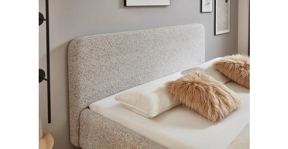 POLSTERBETT gepolstertes Kopfteil, Lattenrost, Bettkasten Beige 120/200 cm  - Birkefarben/Beige, Design, Holz/Textil (120/200cm) - Xora