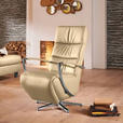 RELAXSESSEL in Leder Beige  - Chromfarben/Beige, Design, Leder/Metall (64/112/80cm) - Cantus