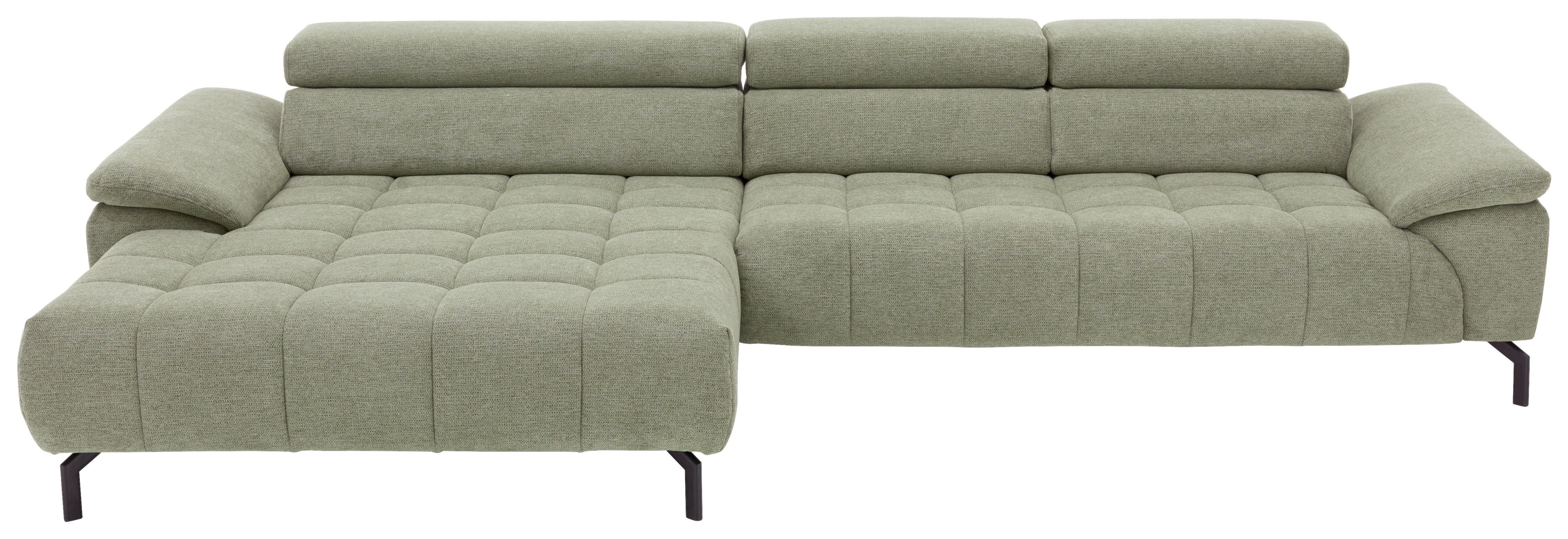 ECKSOFA in Webstoff Grün  - Schwarz/Grün, Design, Textil/Metall (190/329cm) - Beldomo Style