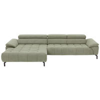 ECKSOFA in Webstoff Grün  - Schwarz/Grün, Design, Textil/Metall (190/329cm) - Beldomo Style