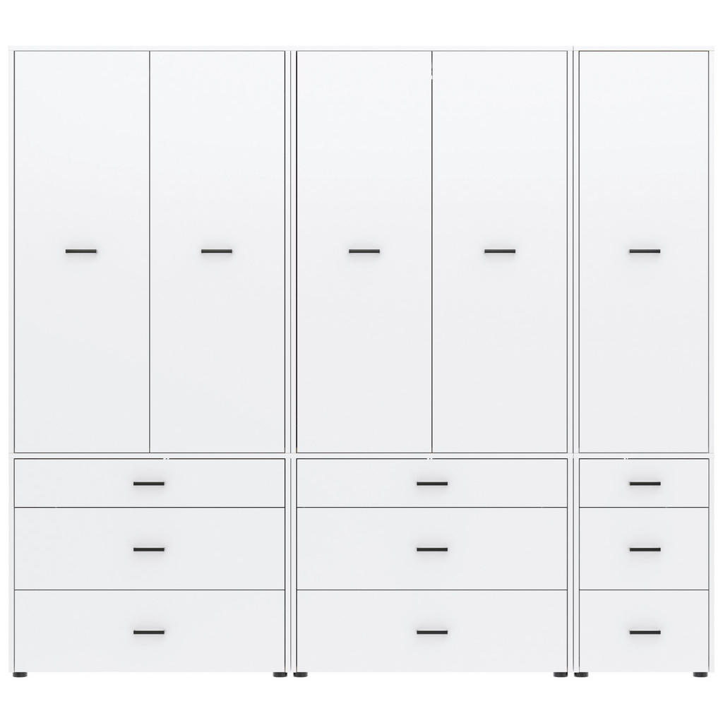 Drehtürenschrank mit Schubladen 225 cm Kivo, Weiß