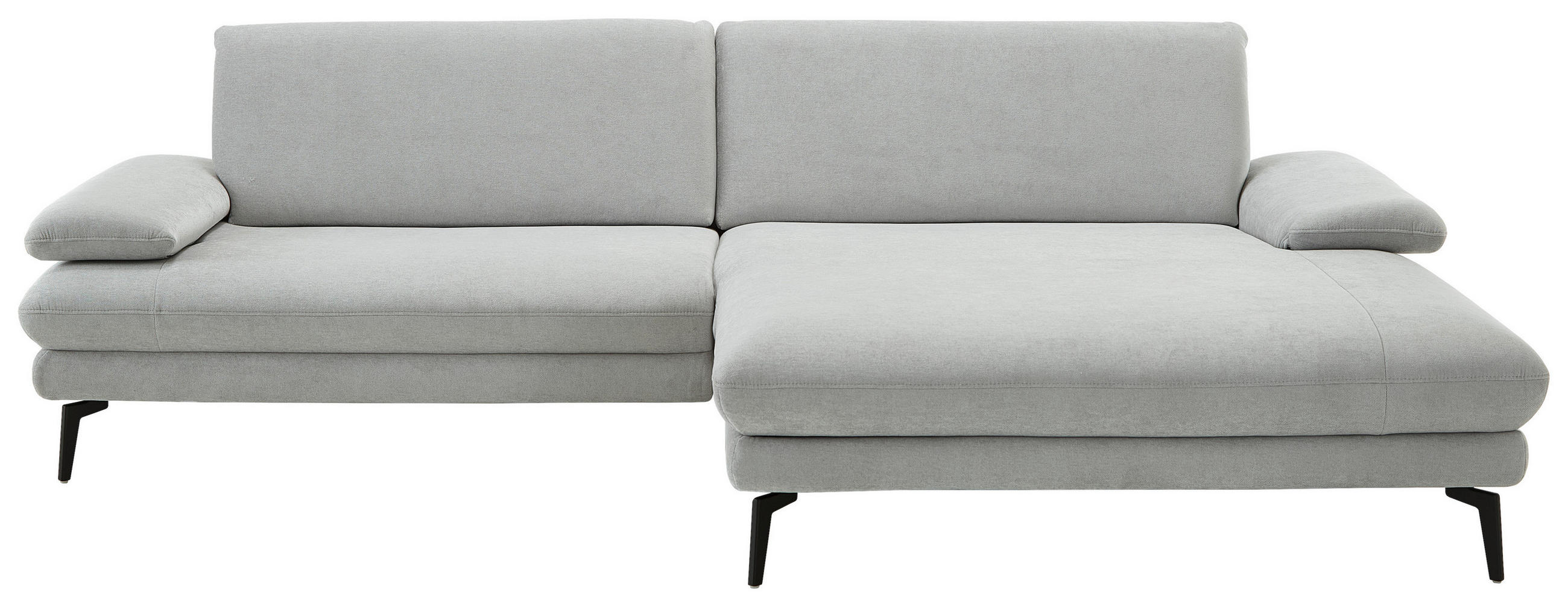 ECKSOFA in Chenille, Flachgewebe Silberfarben  - Silberfarben/Schwarz, Design, Textil/Metall (284/180cm) - Dieter Knoll