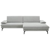 ECKSOFA in Chenille, Flachgewebe Silberfarben  - Silberfarben/Schwarz, Design, Textil/Metall (284/180cm) - Dieter Knoll