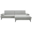 ECKSOFA in Chenille, Flachgewebe Silberfarben  284/180 cm  - Silberfarben/Schwarz, Design, Textil/Metall (284/180cm) - Dieter Knoll