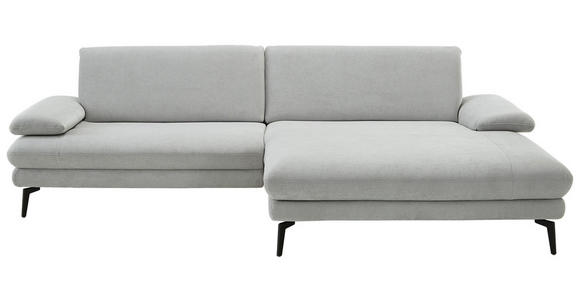 ECKSOFA in Chenille, Flachgewebe Silberfarben  284/180 cm  - Silberfarben/Schwarz, Design, Textil/Metall (284/180cm) - Dieter Knoll